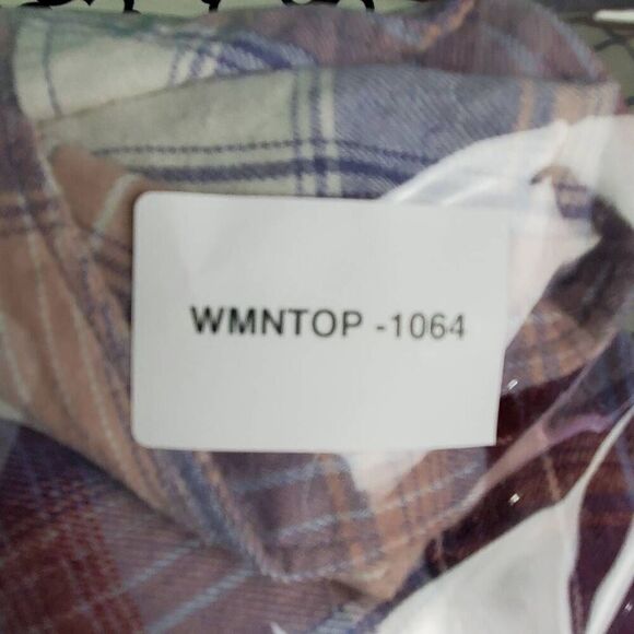 Mudd Juniors Medium Plaid Button Front LS Top - Picture 5 of 5